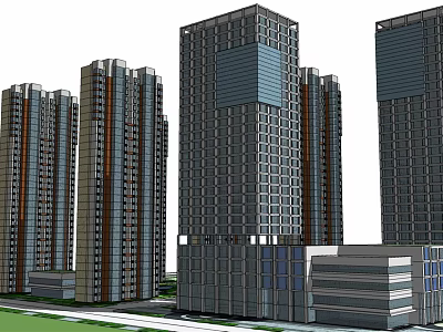 Modern High Rise Office Towers With Glass Facade And Contemporary Design 3d model