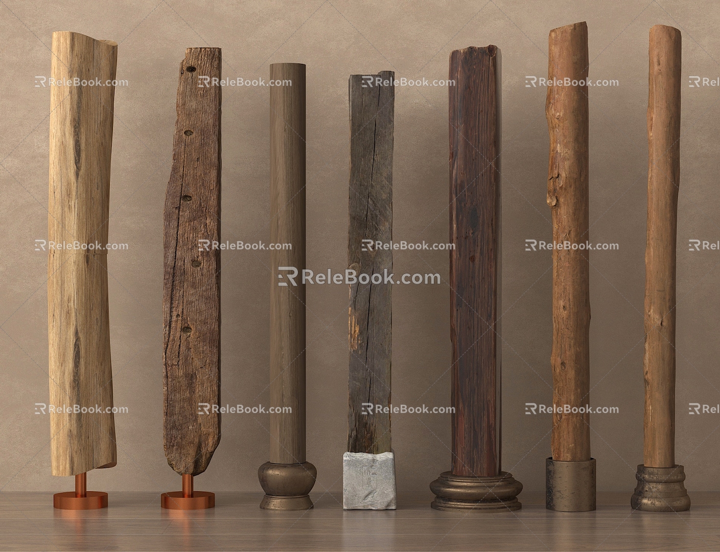 Quiet Pillar Old Wood Pillar Old Board Wood Beam Outdoor Sleeper model