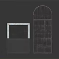 Black Decorative Grilles with Various Shapes Including Rectangular Circular and Arched Designs 3d model