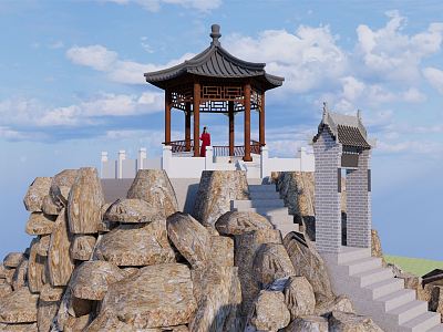 Chinese style pavilion rockery pavilion model