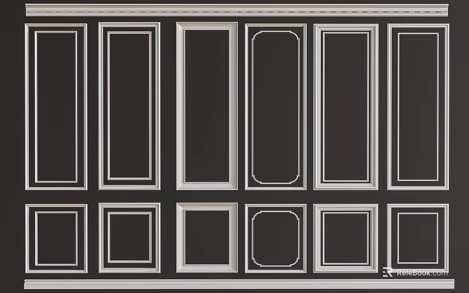 Elegant Gypsum Molding Wall Decorations With Modern Frame Design For Interior 3d model 