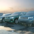 Green Blue And Black Cars Including SUV Models Parked In Outdoor Parking Lot With Sunlight