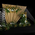 Elegant Banquet Hall Setup With Decorative Screens Floral Arrangements And Modern Backdrop