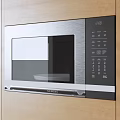 Modern Built in Microwave Oven In Wooden Kitchen Cabinet With Glass Door And Digital Control