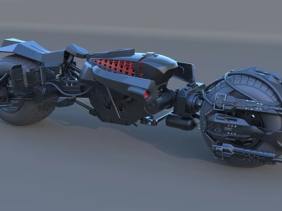 Black Futuristic Motorcycle With Red Accents Large Tires Streamlined Body And Mechanical Details 3d model