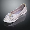 Pastel Pink Perforated Round Toe Flat Shoes With Bow Detail And White Sole