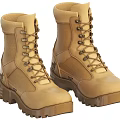 Beige Military Boots With Durable Laces And Thick Non Slip Soles For Outdoor Use