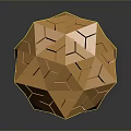 Golden Geometric Polyhedron Design With Detailed Lines And Reflective Surface