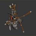 Colorful 3D Model Helicopter Toy with Orange Rotors White Parts and Detailed Body
