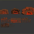 Various Red Terrain Models Showcasing Mountain Hill And Island Landscape Designs 3d model