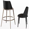 Modern Velvet Bar Stool and Dining Chair with Golden and Black Metal Legs