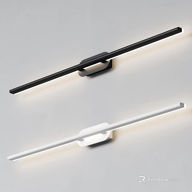 Modern Slim Linear Black And White Wall Mounted Illuminated Lamps 3d model 