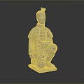 Ancient Chinese Terracotta Warrior Sculpture With Kneeling Posture Detailed Armor And Traditional Headdress