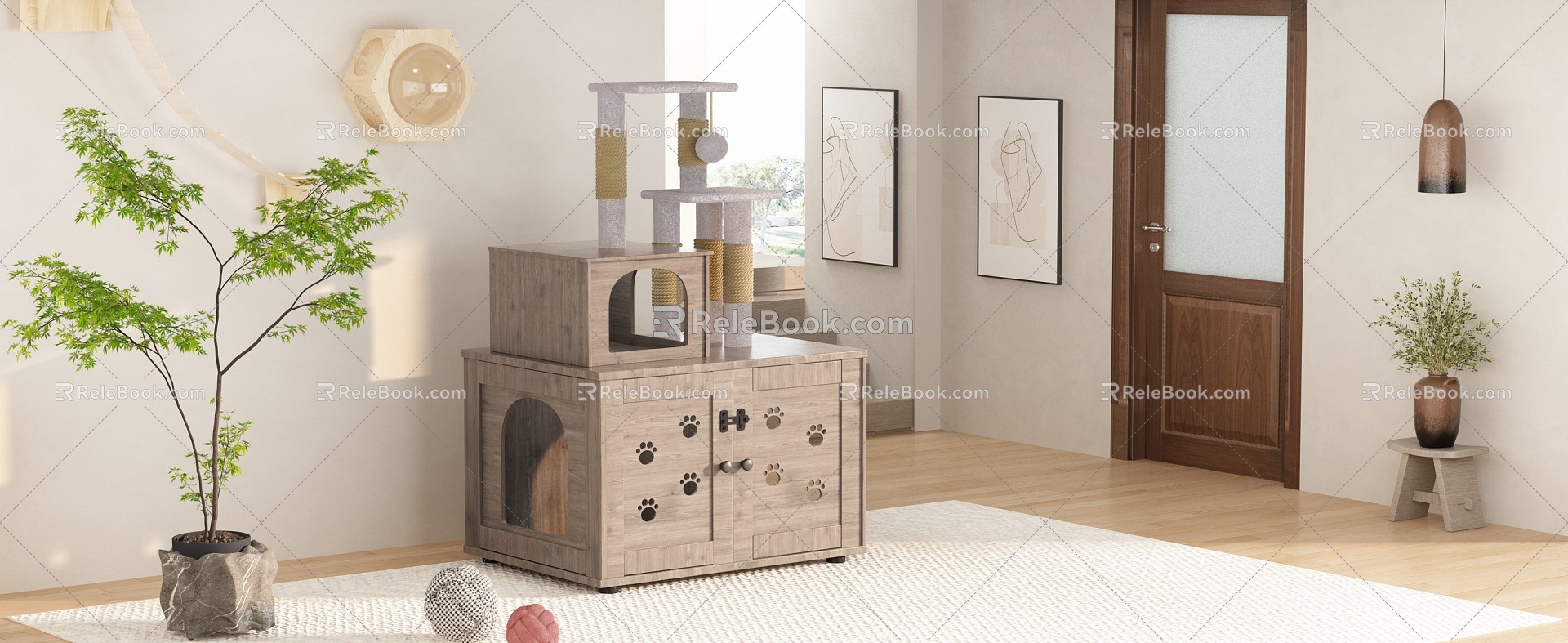 Modern cat crawling rack pet space 3d model