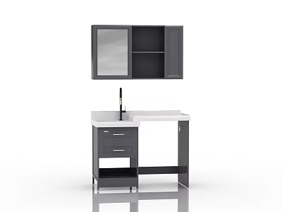 Modern Bathroom Vanity Cabinet With Mirror Storage Drawers And Countertop 3d model