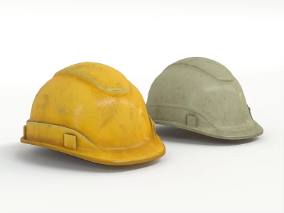 Yellow And Green Safety Helmets For Workplace Construction Safety Equipment 3d model