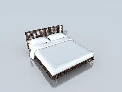 Rattan Chair Rattan Chair Stool Woven Bed 3d model