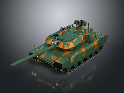 Military Tank With Green Orange Camouflage Design 3d model