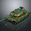 Military Tank With Green Orange Camouflage Design