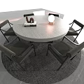 Modern Round Dining Table Set With Four Chairs Books And Lamp On Round Rug