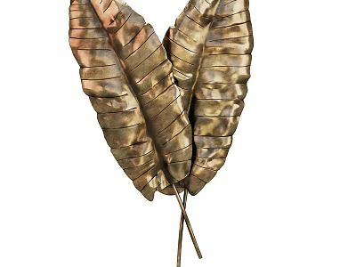 Wall Decor with Metal Leaf Design in Gold Bronze Finish and Textured Details 3d model
