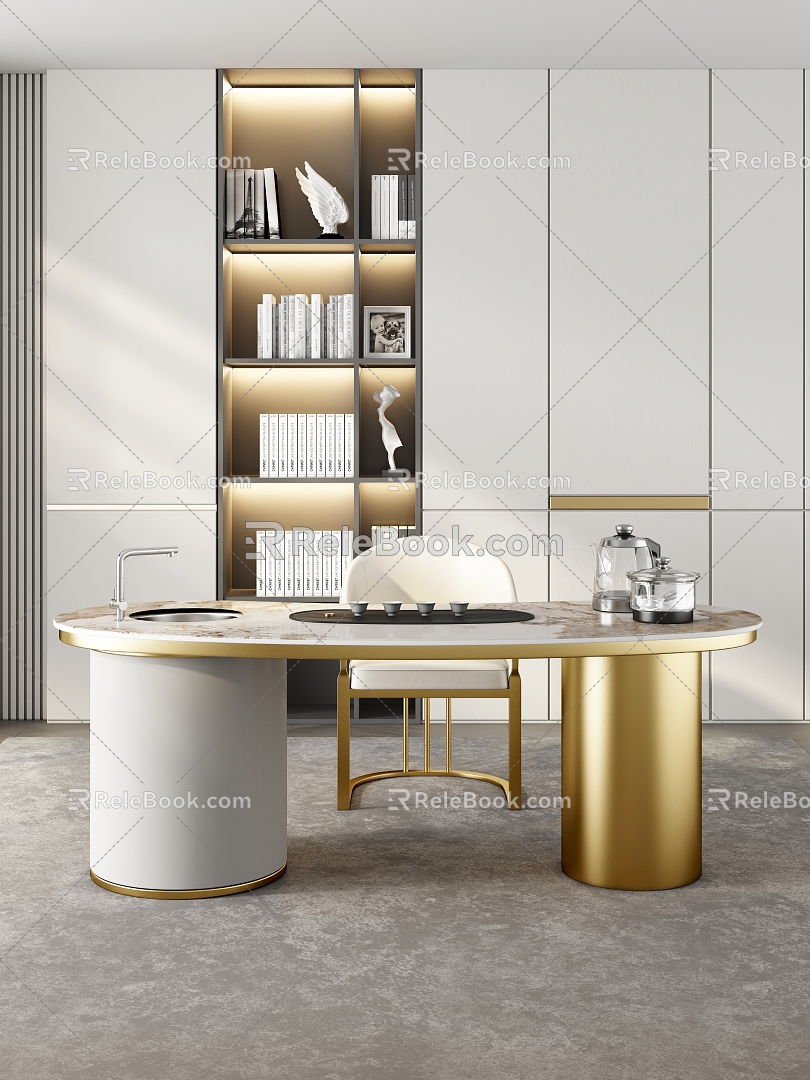 Modern marble tea table and chair combination tea room marble tea table tea table rock plate tea table tea table tea area tea tray tea 3d model