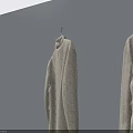 Two Hinged Doors Display With Buttoned Collar And Lapel Design On Hangers Against Grey Wall