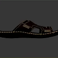 Black Leather Slippers With Yellow Stitching And Strap Design Textured Sole 3d model