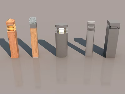 Modern Floor Lamps With Various Designs Wooden And Metal Cylindrical Square Illuminated Styles 3d model