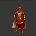 Man Dressed As Roman Soldier With Red Plumed Helmet Red Cape And Golden Armor