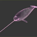 Narwhal Marine Creature With Long Golden Tusk Gray Body And White Underbelly In Dark Setting