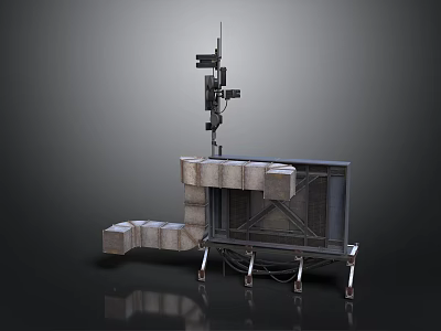 Industrial Mechanical Device With Metal Frame Support Legs And Vertical Monitoring Equipment 3d model