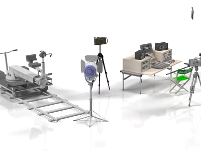 Professional Commercial Equipment Setup With Photography Gear Workstations And Tripods 3d model