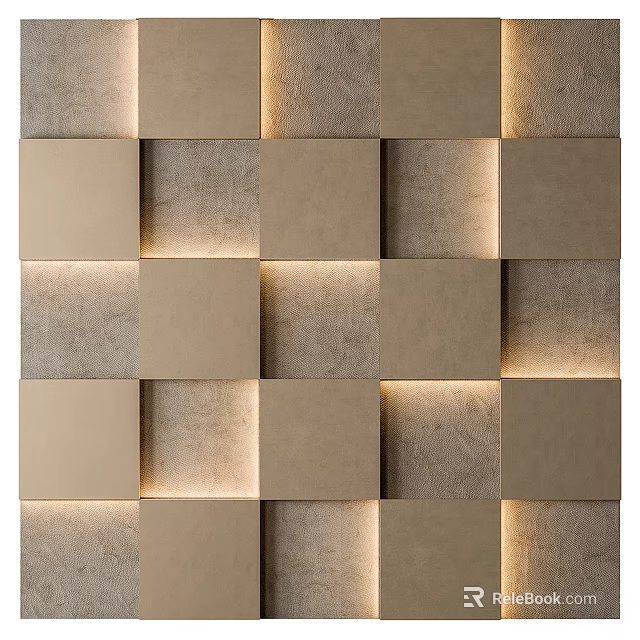 Modern Square Shaped Wall Panels With Illuminated Design For Interior Decor 3d model 