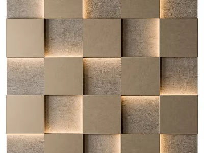Modern Square Shaped Wall Panels With Illuminated Design For Interior Decor 3d model