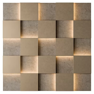 Modern Square Shaped Wall Panels With Illuminated Design For Interior Decor 3d model