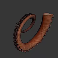 Realistic 3D Octopus Tentacle Model With Detailed Suckers And Brown Texture 3d model