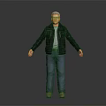 Human Character 3D Model Wearing Black Jacket Gray T-Shirt Blue Jeans And Brown Shoes