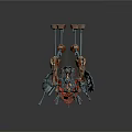 Mechanical Creature Character With Metallic Structure And Flaming Elements 3d model