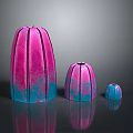 Colorful Decorative Containers With Pink And Blue Gradient Textured Surface In Three Sizes