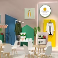 Pastel Colored Clothing Store Interior With Fashion Displays Brand Signage And Seating Area