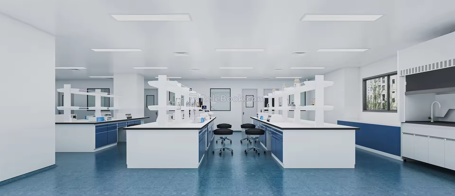 Modern Laboratory School Experimental Classroom Laboratory Physics Laboratory Tables and Chairs Chemical Instruments 3d model