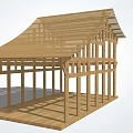 Chinese-style ancient building wear bucket structure 3d model