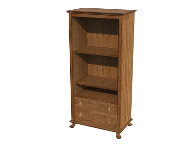 Wooden Shelf Unit With Drawers And Multiple Storage Shelves For Home Organization 3d model