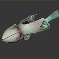 Futuristic Single Person Vehicle With Streamlined Cockpit And Blue Thruster Design