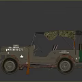 Olive Green Military Jeep With Canvas Top And 1st Ranger Infantry Markings