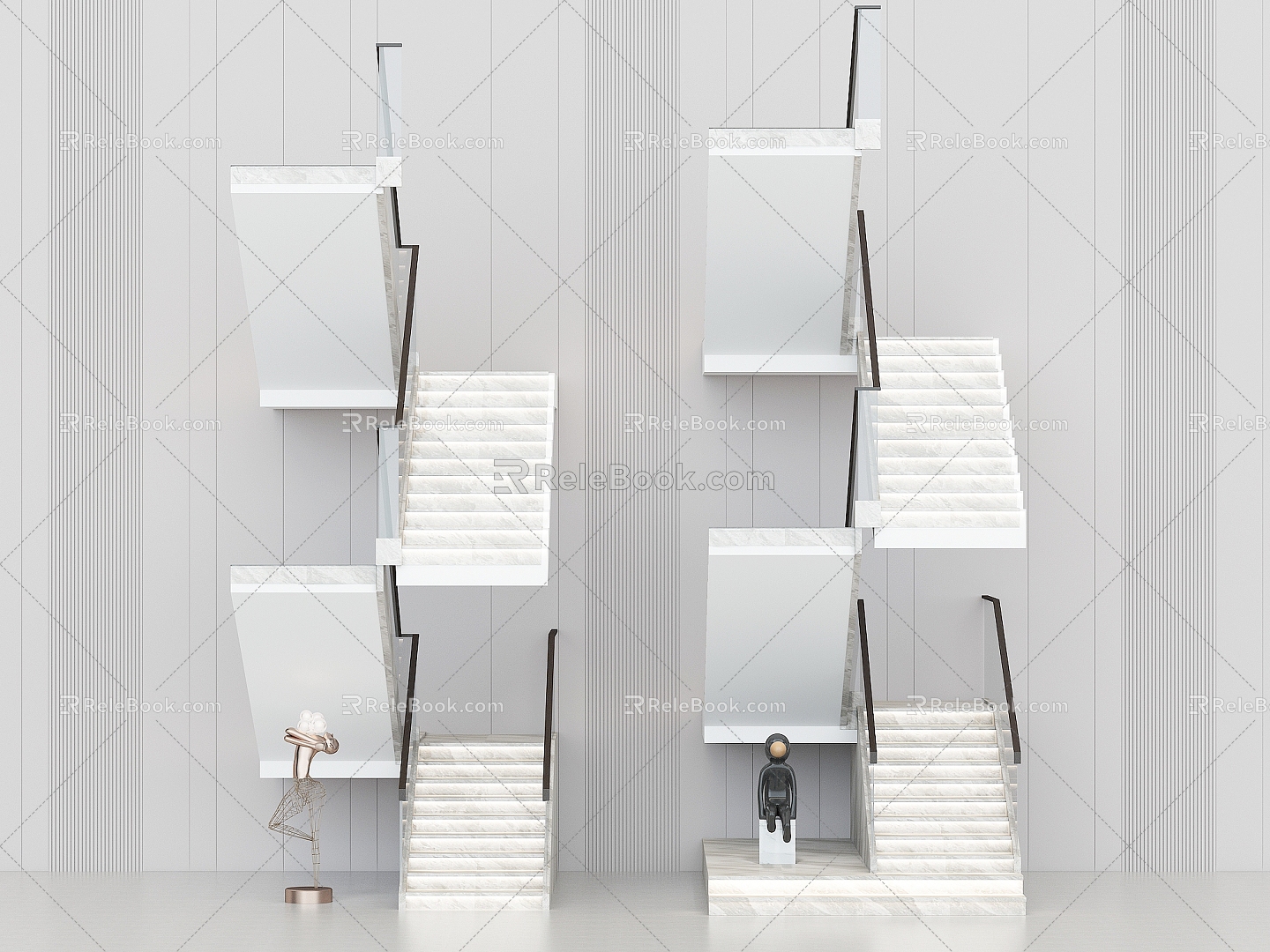 Modern Stairs Villa Stairs Glass Stairs Handrail Stairs Stairs Stairs Decoration Multi-storey Stairs 3d model