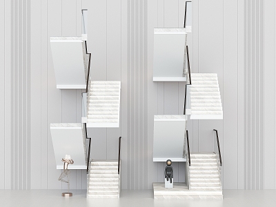 Modern Stairs Villa Stairs Glass Stairs Handrail Stairs Decoration Multi-storey Stairs 3d model