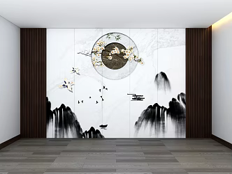 New Chinese background wall 3d model