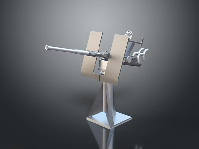 Silver Metal Mechanical Device With Long Tube Vertical Plates And Reflective Base 3d model